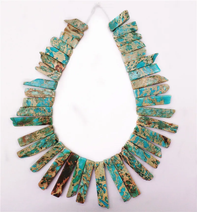 

1 Strand Aboout 56x10x6mm-41x10x6mm-26x10x6mm Wholesale Natural Blue Sea Sediment Jasper Oblong Loose Beads 15.5inch S98