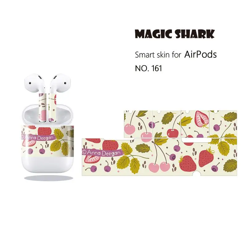 Magic Shark PVC Shockproof Fruit Grape Pineapple Orange Berry Earphone Case Cover Sticker Film for Apple Airpods 156-165 |