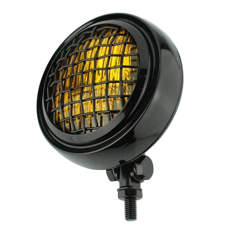 Motorcycle head light lamp H4 4-1/2 Inch Retro Headlight with Grill for Harley Honda Yamaha Kawasaki Suzuki Cafe Racer Chopper B |
