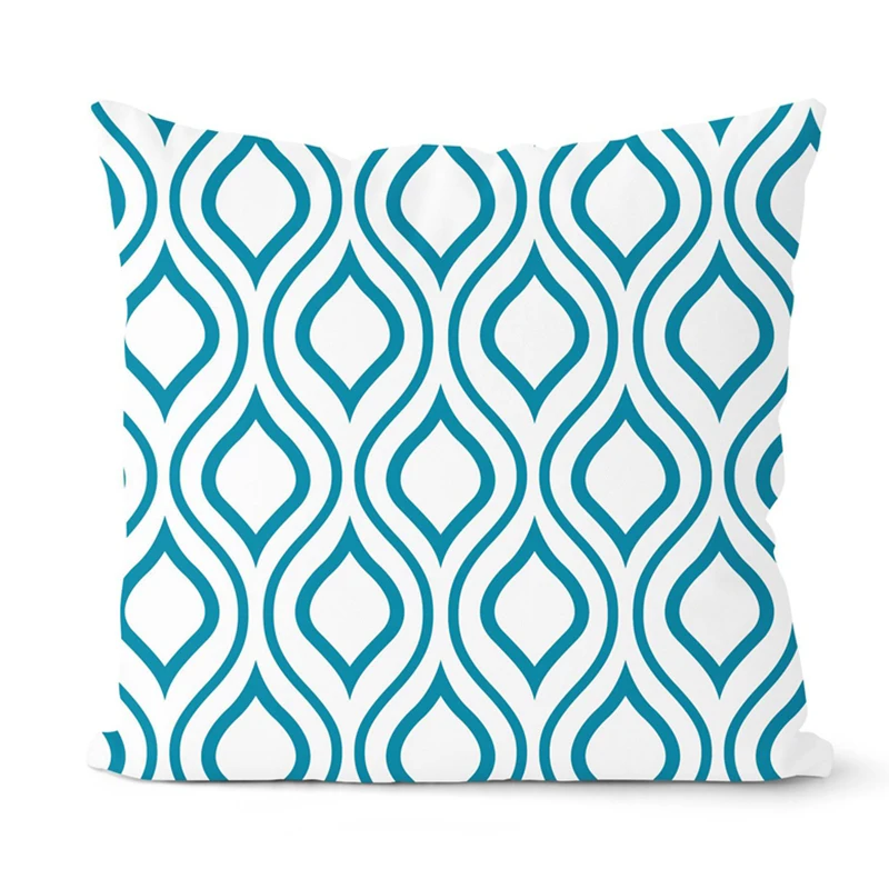 

Pillowcase 4PCS Blue Geometry Cushion Cover Pillowcase Home Decorative Sofa Square Pillow Cover Bedroom Car Decor 45X45cm