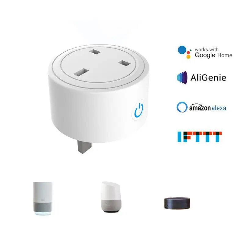 Smart Plug умная розетка Wi Fi 10A US/UK работает с Google Home Amazon Alexa для приложение Tuya модули