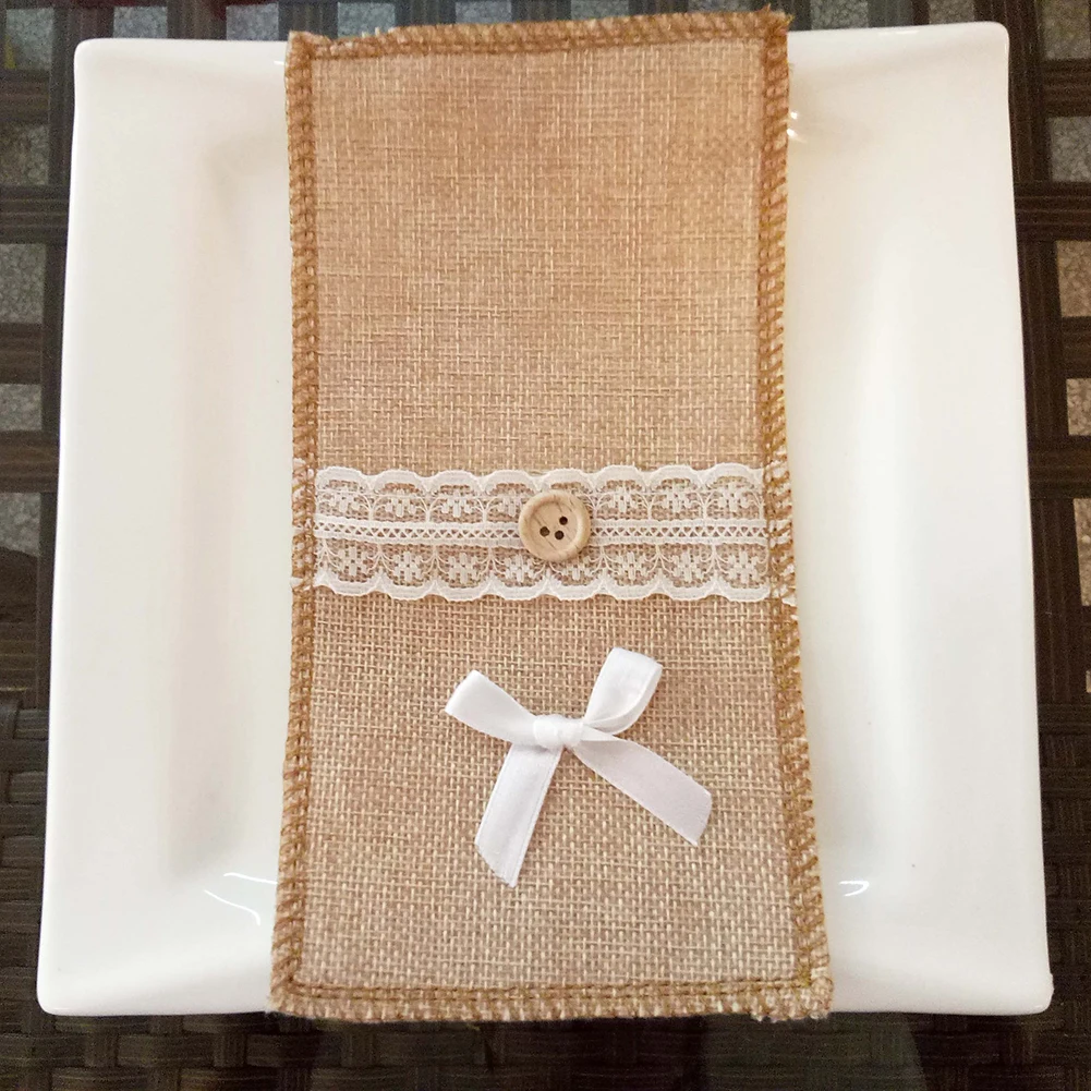 10 шт. Рождество в декорированном мешковиной горшке кружевной мешочек для