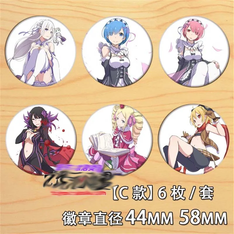6 шт. Re: Zero kara Hajimeru Isekai Seikatsu Косплей брошь значки на рюкзак сумка коллекционные