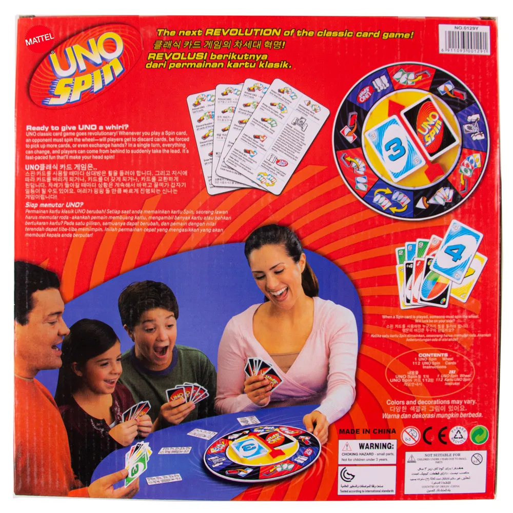 Mattel Games UNO крутящаяся карточная игра семейная забавная развлекательная доска