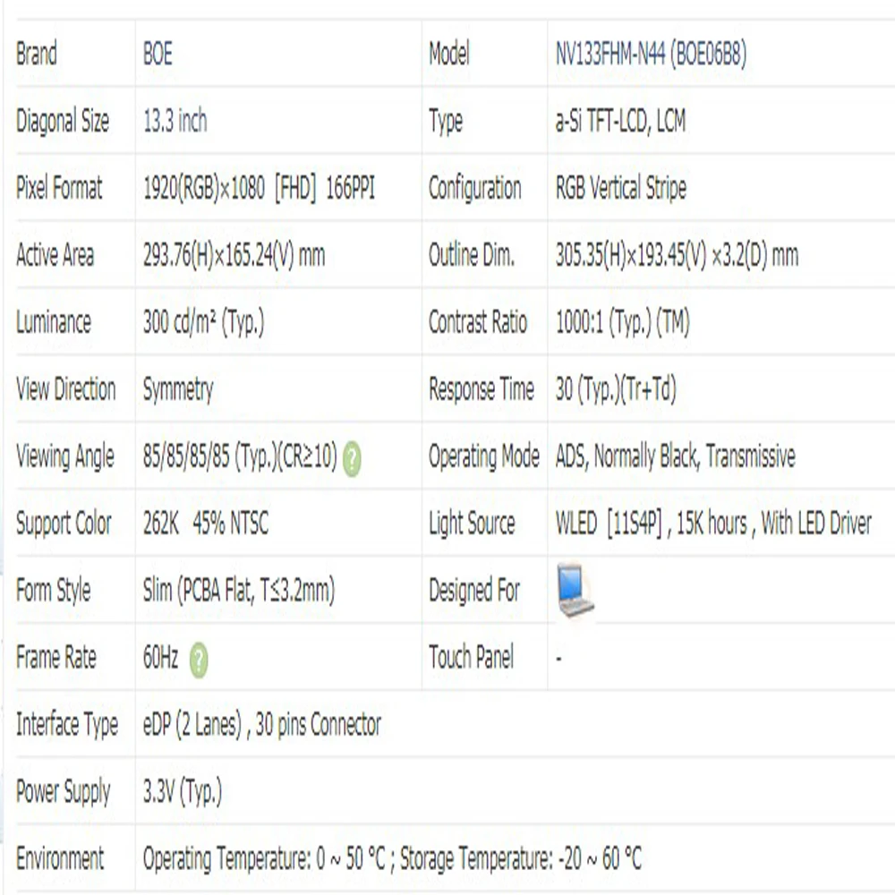 NV133FHM-N44 ЖК-дисплей 13 3-дюймовый narrow-edge30pin FHD 1920X1080 Замена IPS Экран - купить по