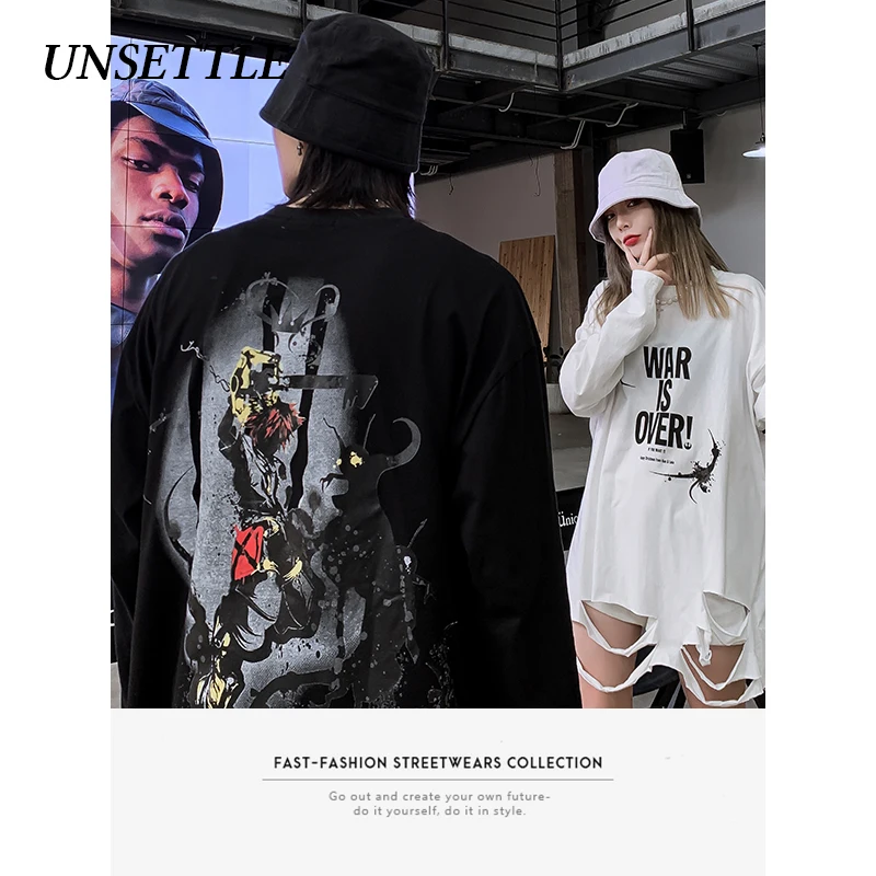 Футболка в стиле Харадзюку для мужчин и женщин свободная футболка с длинным