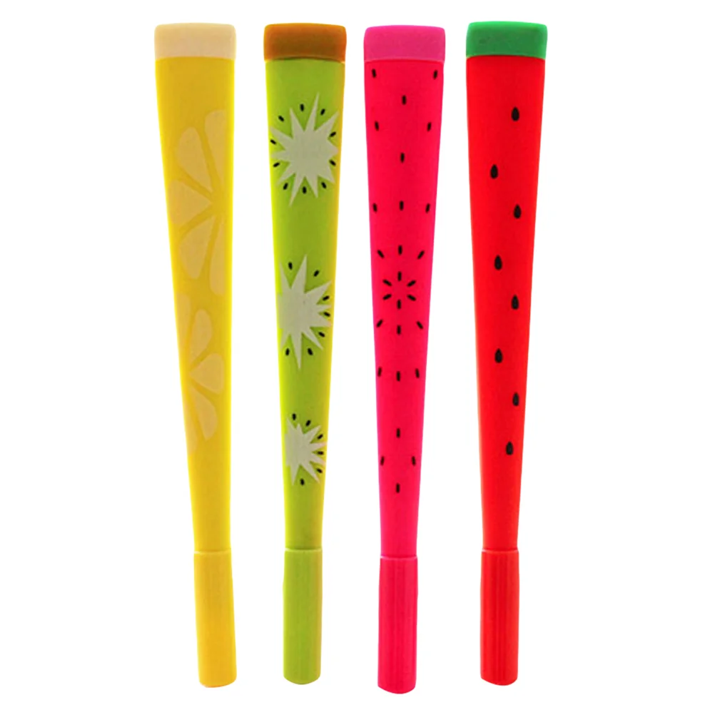 

4PCS 0.5mm Black Ink Rollerball Pen Rubber Fruit Ink Pen - Random Color