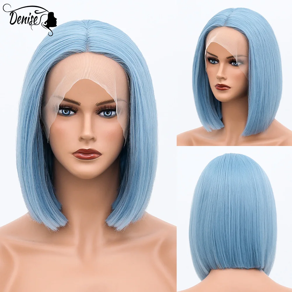 

парики женские косплей для волос Синий короткий прямой синтетический парик для женщин, для косплея в стиле "Лолита", с естественным кружевом...