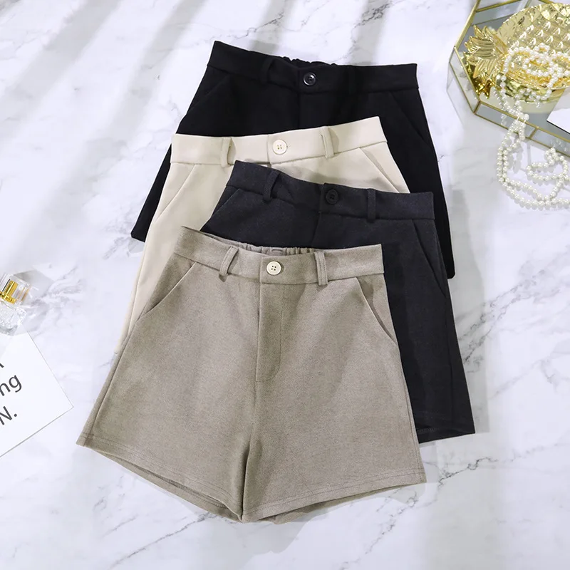 

Autumn Winter Woolen Women's Shorts 2020 Fashion High Waist Plus Size Shorts Women Simple Loose Shorts Womens Clothing