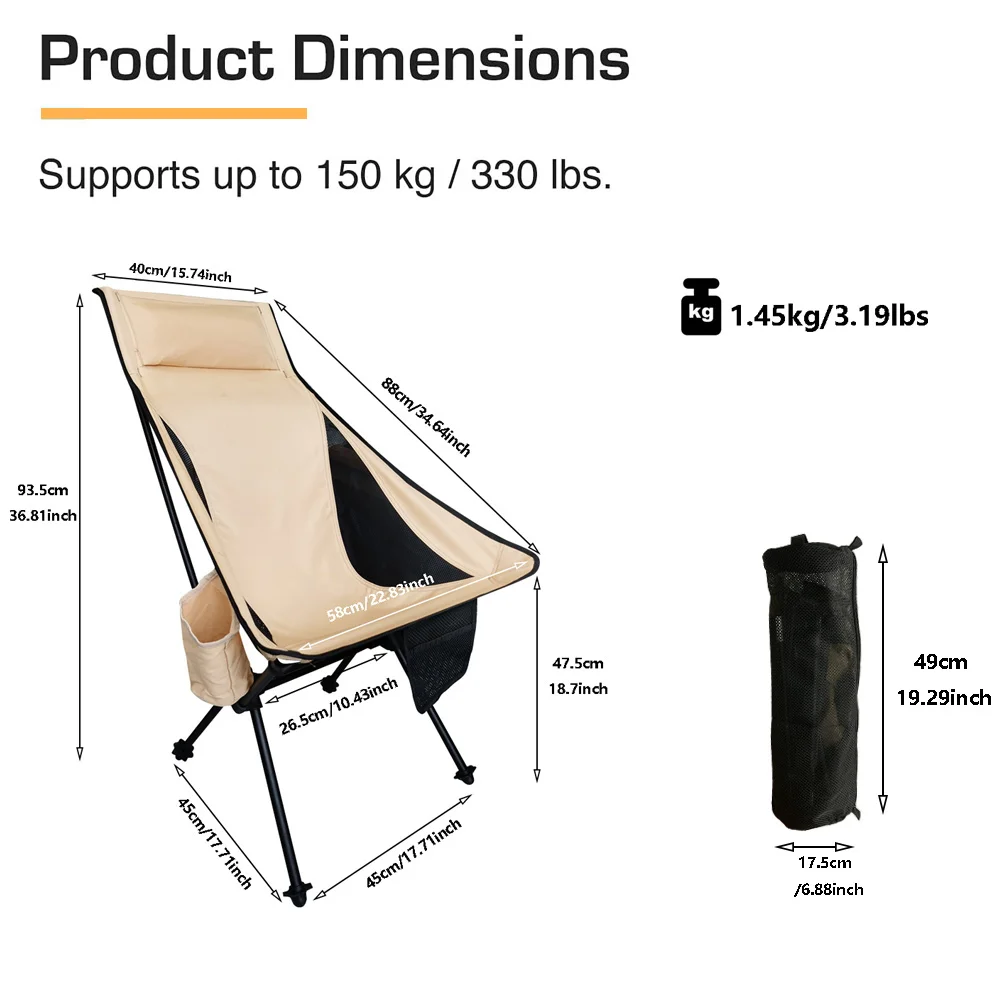 저렴한 야외 캠핑 의자 옥스포드 헝겊 휴대용 길게 의자 뒤로 초경량 하이킹 낚시 피크닉 바베큐 비치 의자 베이지