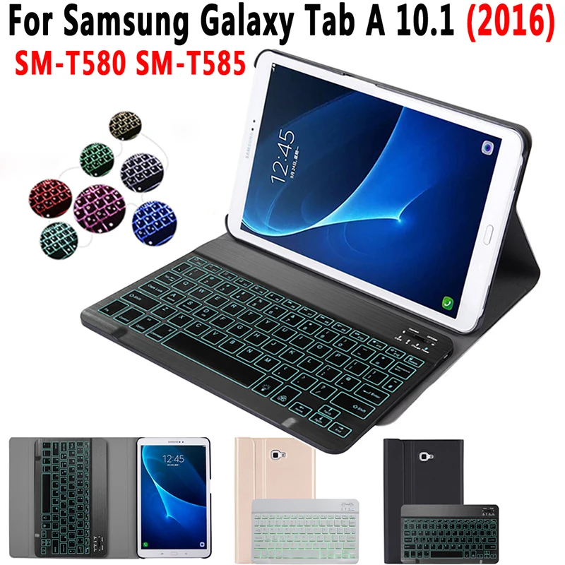Тонкий чехол для клавиатуры с подсветкой Samsung Galaxy Tab A A6 10 1 2016 SM-T580 SM-T585 T580 T585