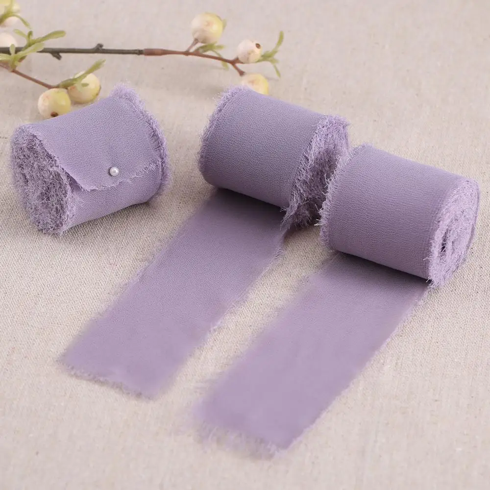 Шифоновая лента ручной работы с бахромой для свадебных приглашений букетов