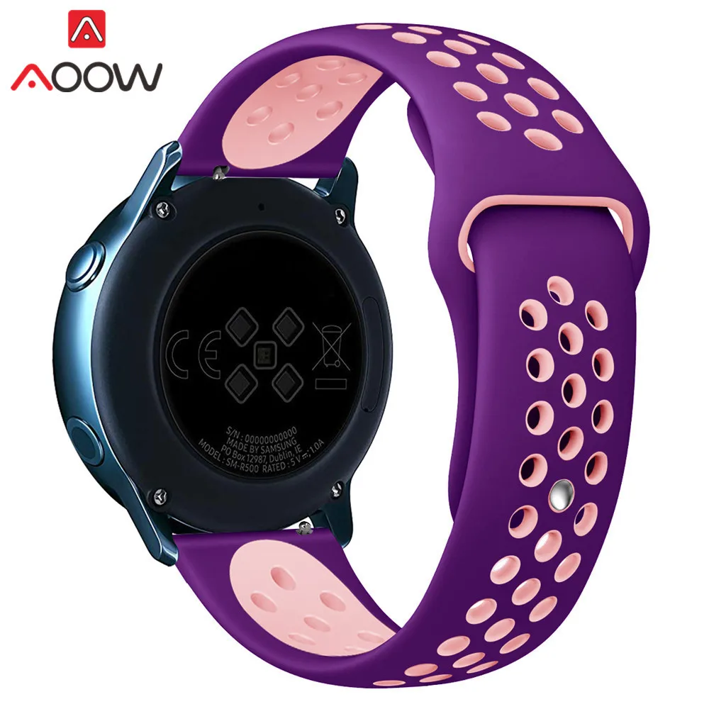 20 мм силиконовый спортивный ремешок для samsung Galaxy Watch Active 42 мм gear S2 Amazfit bip Мягкий ТПУ дышащий браслет ремешок