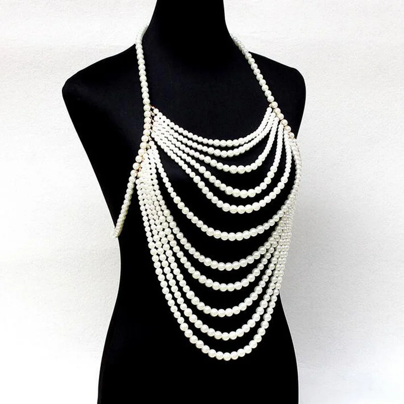 Сексуальный женский многослойный из жемчуга цепь кисточкой цепочка с бисером