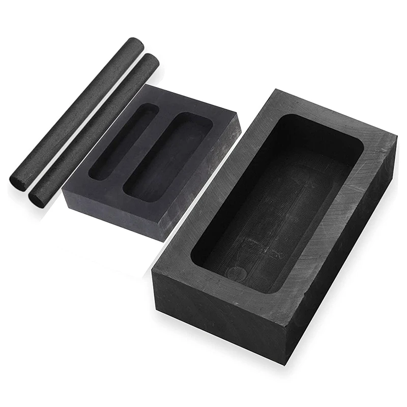 

4 Pieces Graphite Ingot Mold Stir Rod Stick Set, 2PCS 1 KG Graphite Crucible Mould, 2PCS 15cm Graphite Stir Rod Stick