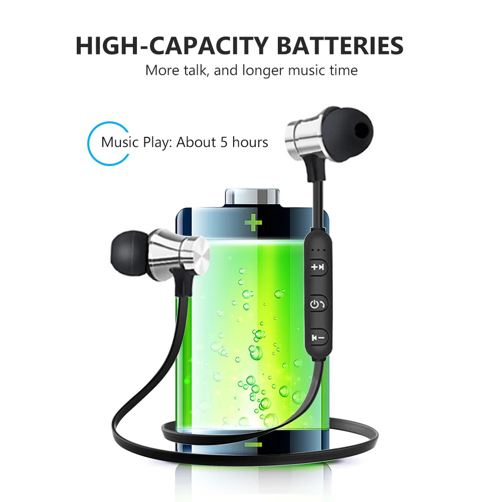 4 2 Bluetooth-совместимые наушники спортивные с шейным ремешком магнитные