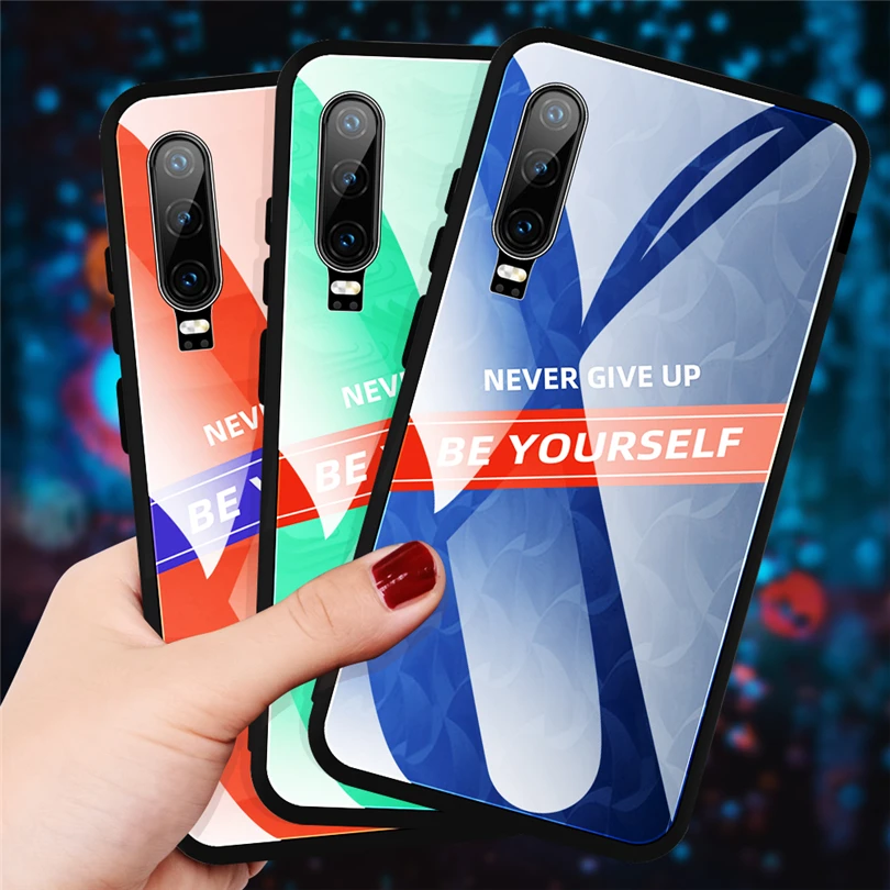 For Huawei P20 P30 Lite Pro Luxury Cool Hybrid Gradient Tempered Glass Phone Case Skin P Smart Z 2019 |