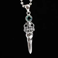 ly vintage thai silver 925 sterling sword shaped synthetic blue crystal lockets pendant pattern retro fine jewelry no chain
