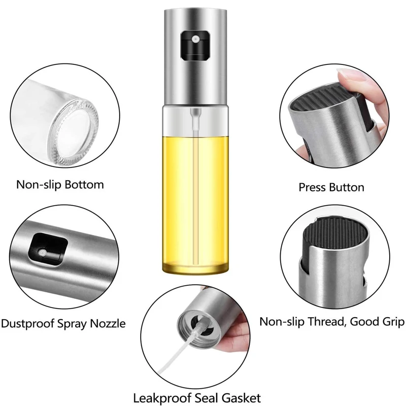 

Kitchen Stainless Steel Olive Oil Sprayer Bottle Pump Oil Pot Leak-proof Barbecue Cooking Seasoning Oil Pot Sprayer Dropshipping
