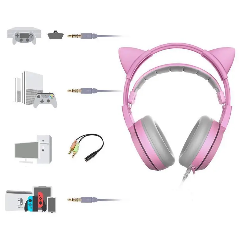 

SOMIC G951S-PINK Cat Ear Gaming Headphone Headset Led 3.5mm Jack Pink