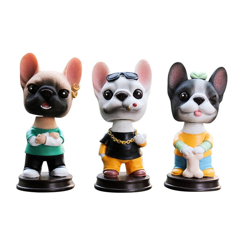 

Fashion Funny French Bulldog Shaking Head Doll Car Interior Accessories Car Decoration Dashboard Car Toys for Girls Gifts
