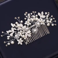 bride hair accessories handmade pearl rhinestone hair comb hair ornaments wedding headband tiara bridal hair comb headpiece