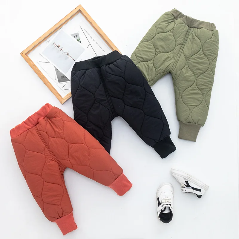 VFOCHI Boy Girls Winter Down Pants Velvet Lining Pants Stretch Waist Kids Pants Warm Children Trousers Baby Boys Thicken Pants