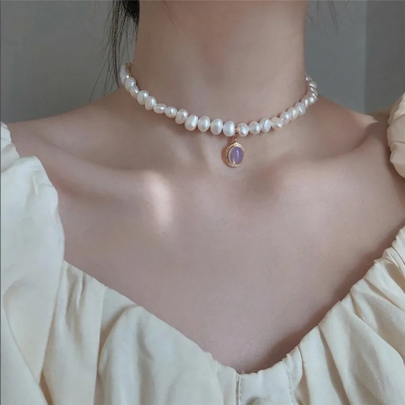 Женское ожерелье из натурального пресноводного жемчуга