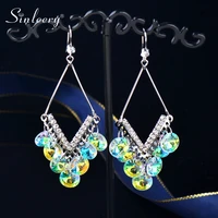 sinleery letter shape crystal earrings yellow gold silver color cubic zirconia wedding accessories earrings for women ssb