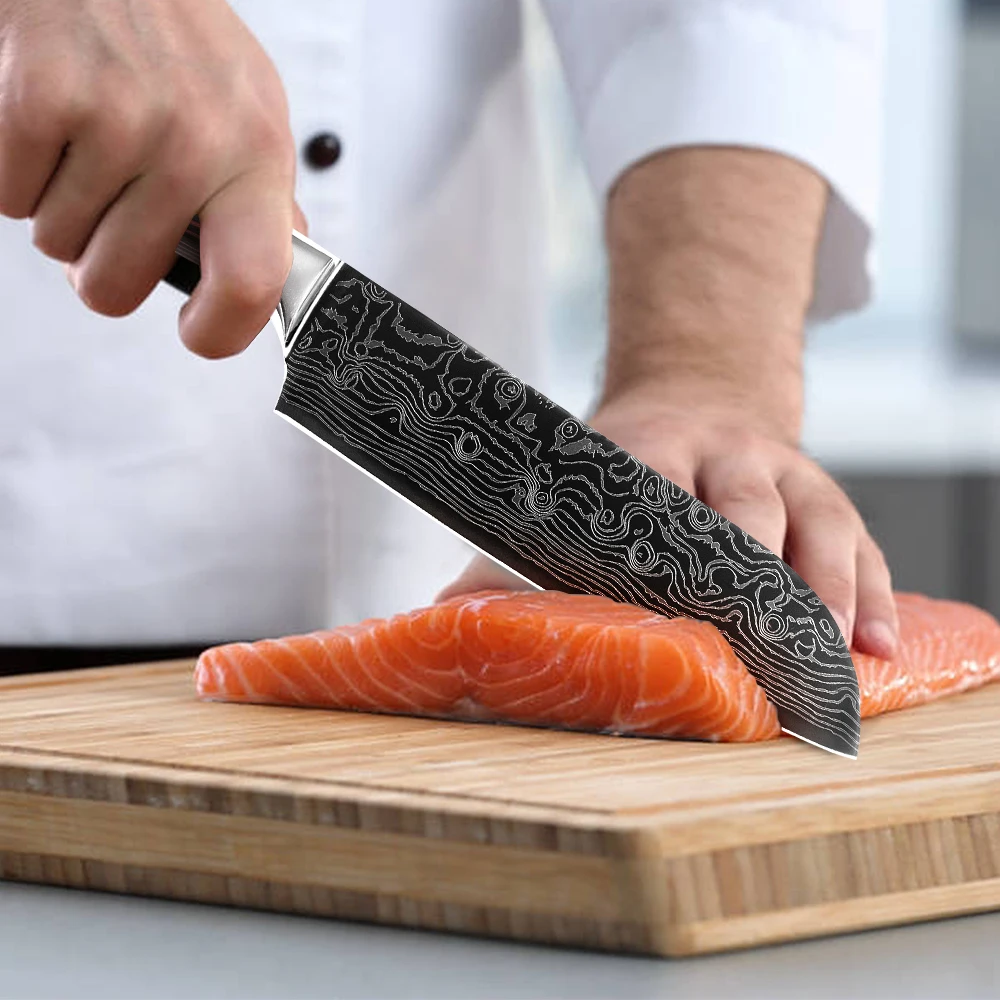 Zemen Кухня шеф повара набор ножей с высоким содержанием углерода 7Cr17Mov