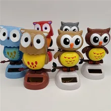 1Pcs Solar Powered Cute Owl Birds Shaking Head Car Ornament Solar Toys Classic Swing Doll Auto Dashboard Accessories Toys