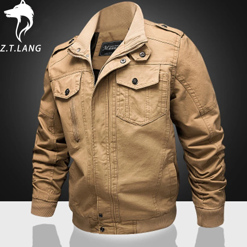 

2020 new men's jacket, military uniform, pilot's pure cotton Multi Pocket locomotive, loose large spring and autumn zipper