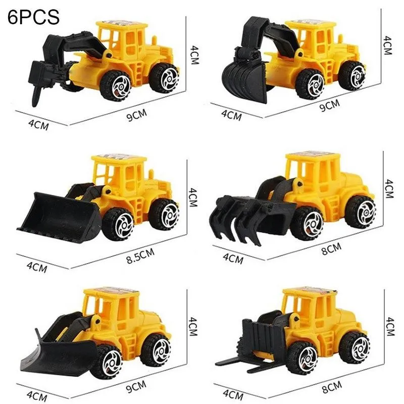 

6pcs Mini Excavator Car Toy Baby Excavator Simulation Engineering Car Excavator Model Tractor Toy Dump Truck Model Toy Gift