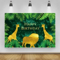 laeacco green tropical jungle forest safari animal baby happy birthday party photography backdrop baby shower vinyl background