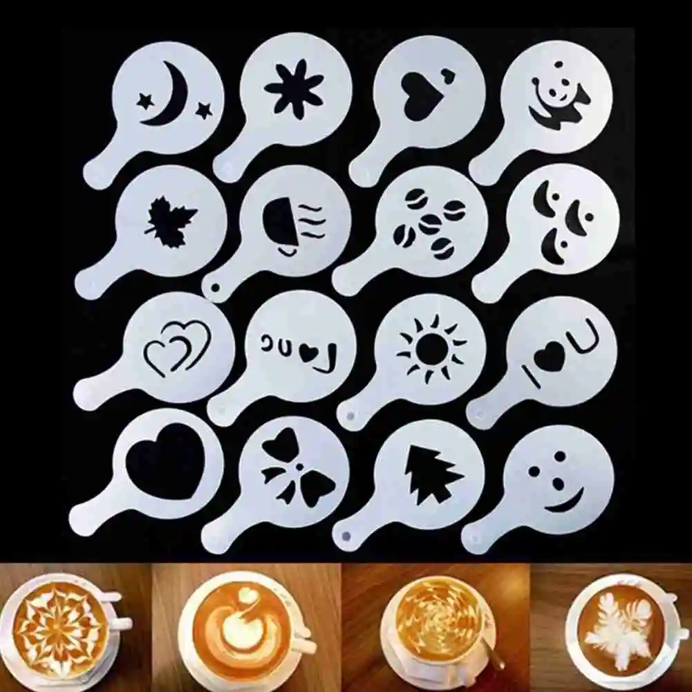 

Creative Kitchen Accessories 16pc Fancy Coffee Printing Template Kitchen Tools Kitchenware Coffee Spray Template Kitchen Gadgets