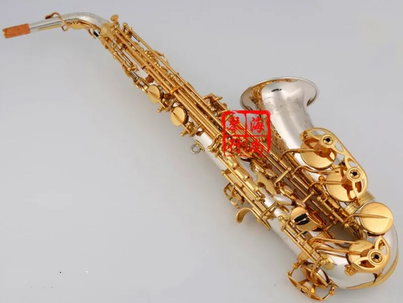 Альт саксофон серебристого и золотого цвета с мундштуком|Саксофон| |