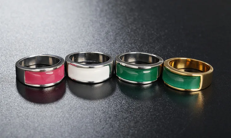 Vintage Opal изумрудно-зеленый Для мужчин и женщин Титан Сталь 8 мм кольцо ювелирное