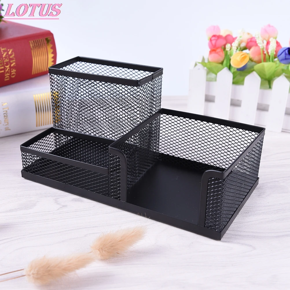 

1Pcs Metal Black Mesh Office Desk Organizer Box Pencil And Pen Pencil Case Holder 4 Compartments Storage Stationery