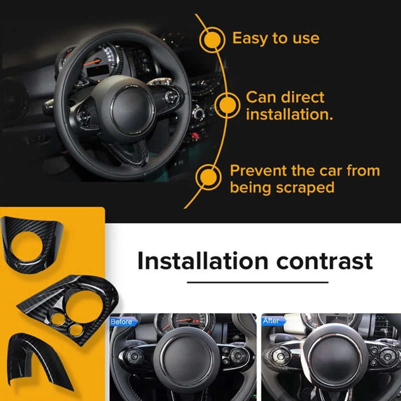 3pcs Carbon Fiber Steering Wheel Trim Cover For BMW MINI Cooper F54 F55 F56 F57 F60 Car Accessories | Автомобили и мотоциклы