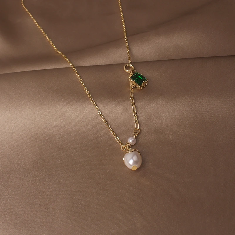 Ожерелья и подвески с кристаллами женские цепочки кулоном из жемчуга циркония