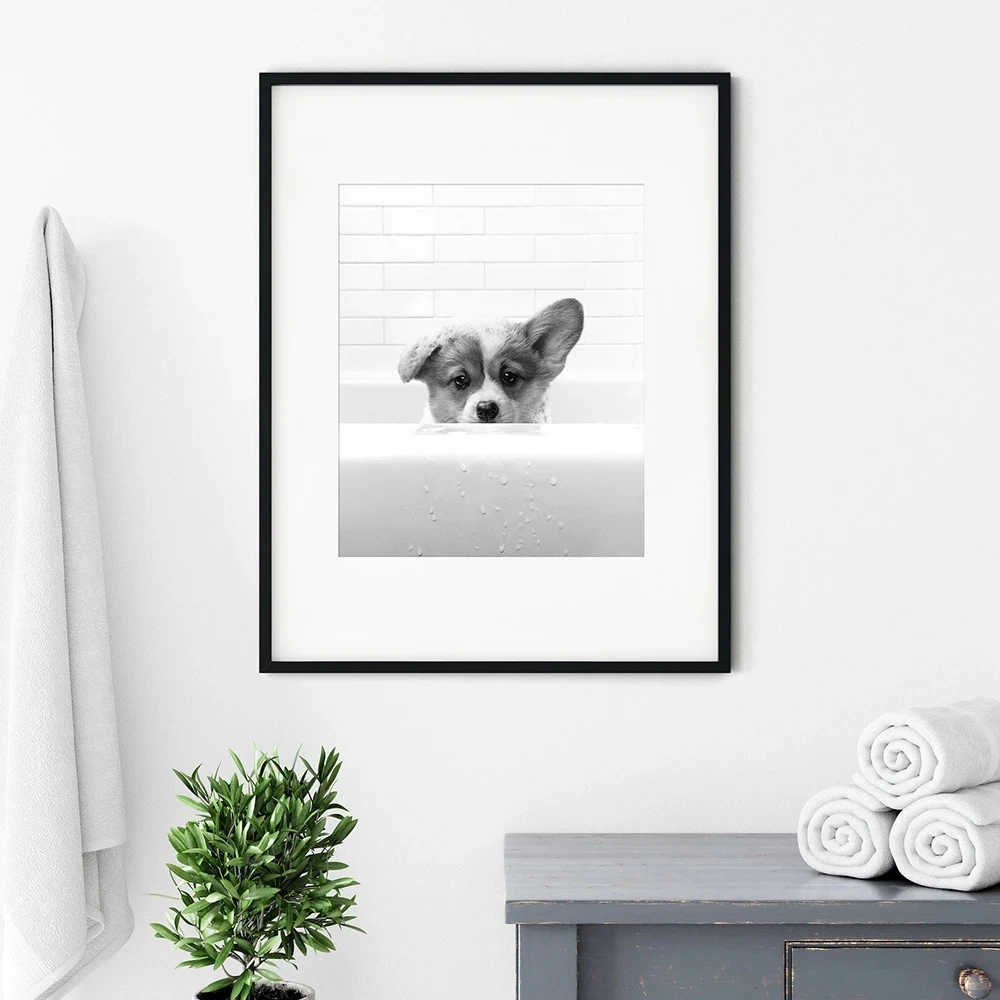 

Baby Animal Painting Puppy Pug printable Nursery Wall Art Canvas Posters Prints Pictures Bathroom Toilet Kid Room Decor