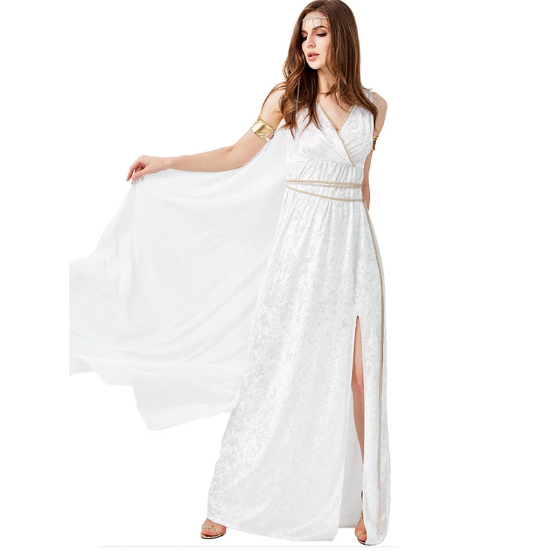 

Women White Cosplay Dress Costume Europe Myth Princess Queen Robe Cosplay Halloween Carnival Party Fancy Dress