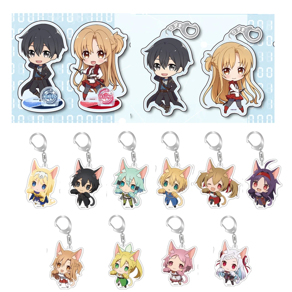 

Anime Sword Art Online Yuuki Asuna Kirito Alice Acrylic Stand Model Figure Cute Animal Series Keychain Pendant Toy Decor Gift