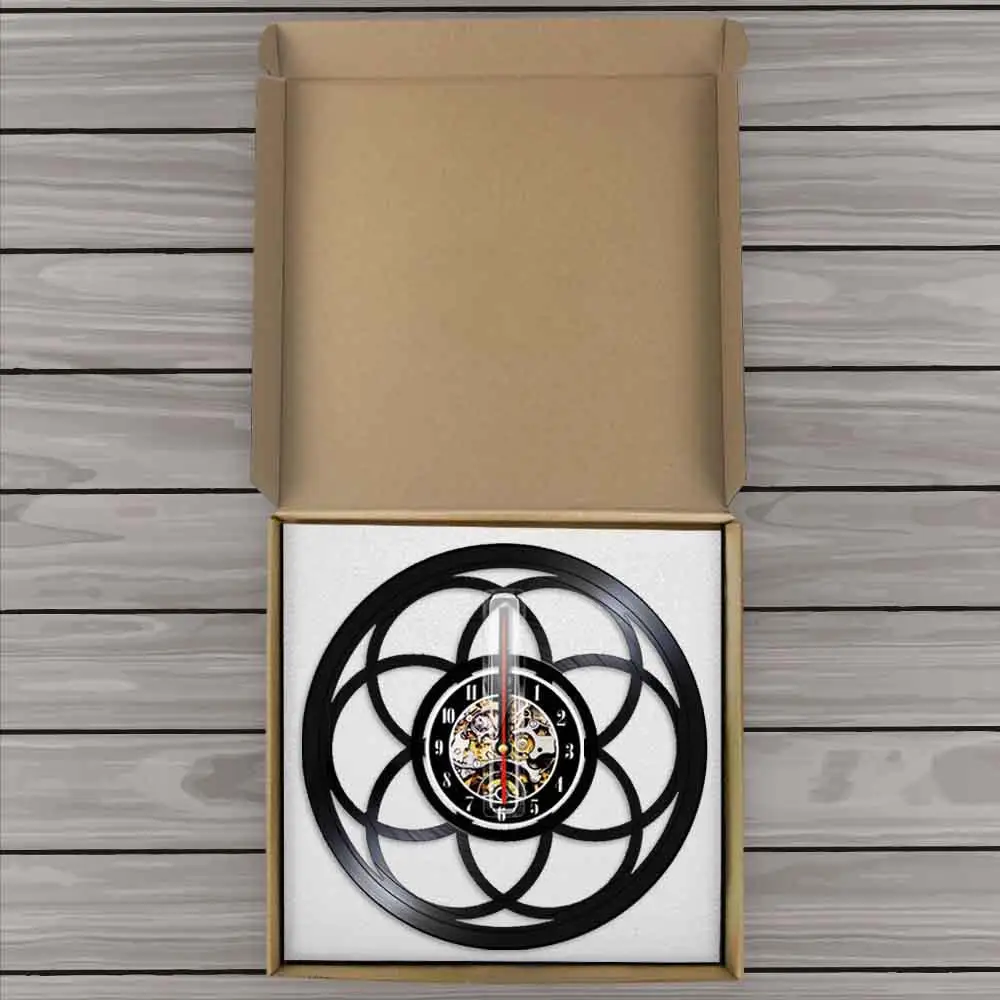 Настенные часы в стиле ретро с изображением цветка жизни Геометрическая мандала