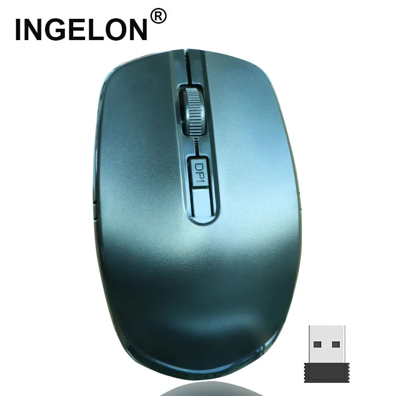 Беспроводная мышь Ingelon 1600 dpi оптическая черная с usb приемником для ноутбука и ПК