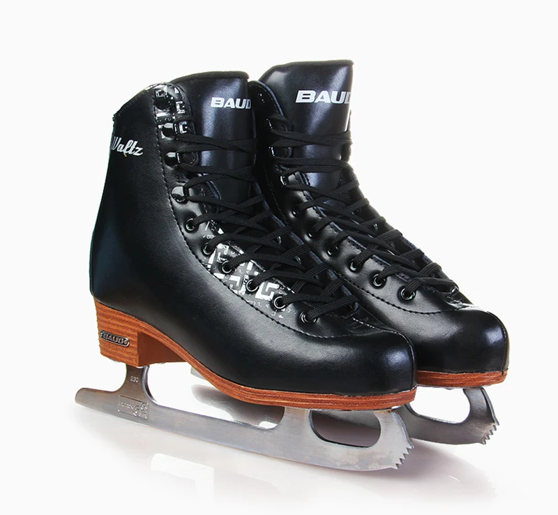New Adult Thermal Warm Thicken Figure Skating Ice Skates Shoes With Ice Blade PVC Waterproof White Black
