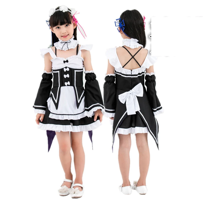 

Japan Lolita Anime Cosplay Maid Dress Cosplay Party Stage Costume Halloween Costumes For Children Adult Maid Costume DL6065
