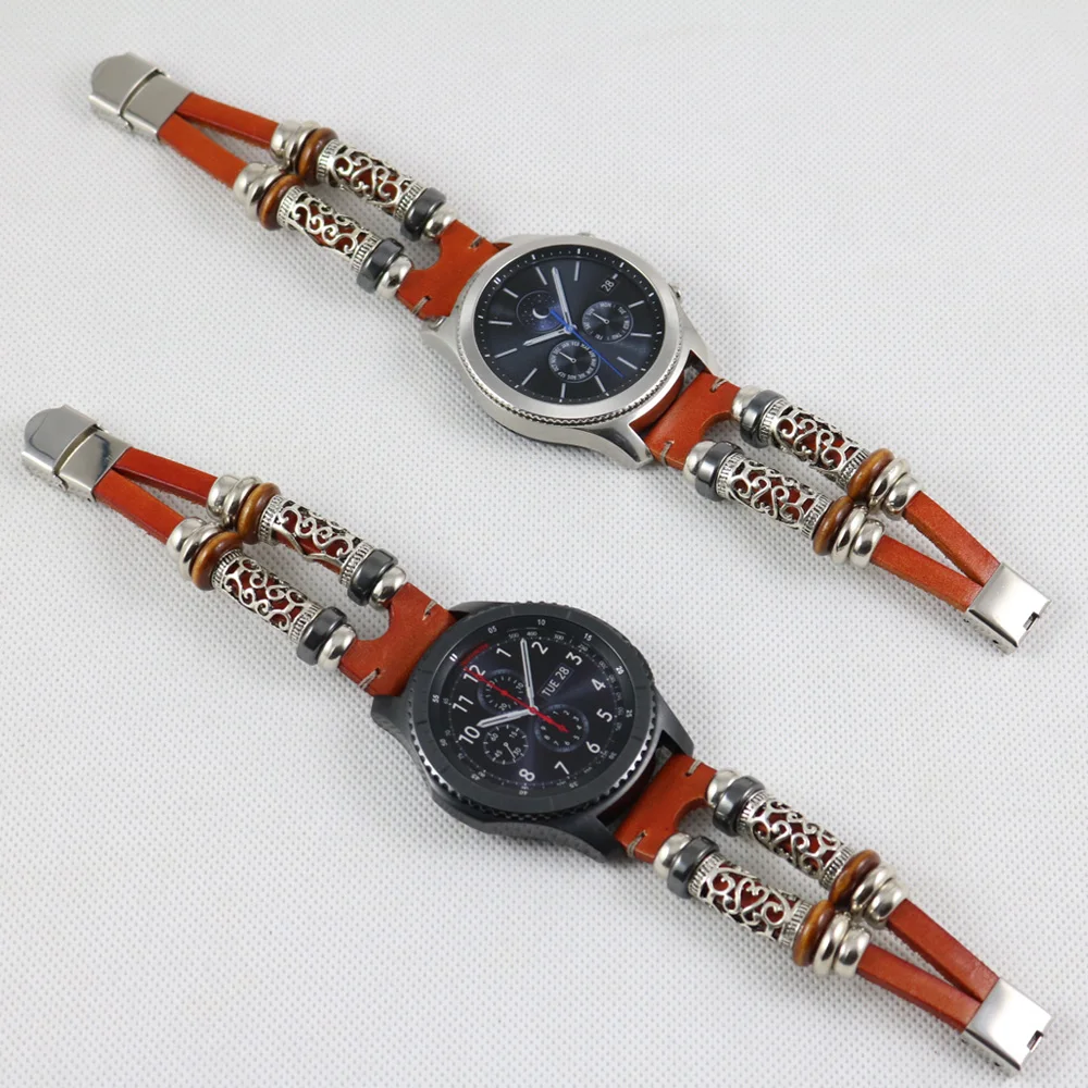 Ремешок из натуральной кожи для samsung gear S3 Frontier Classic Galaxy Watch 46 мм Замена винтажный браслет 22 мм ремешок для часов