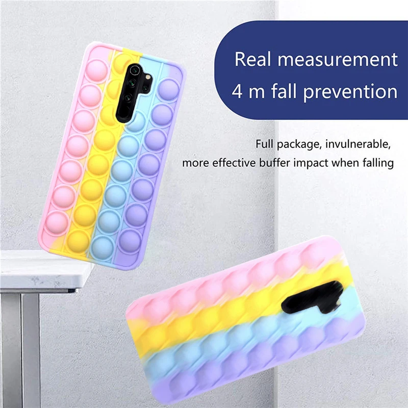 redmi 10 note 7 pop push bubble fidget toys phone case cover for xiaomi mi 8 11 9t poco f3 note 8 pro k20 k30 k40 stress reliver free global shipping
