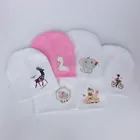 Брендовая детская шапка, Вязаная хлопковая шапка с мультяшным принтом лося, единорога, детская шапка для мальчиков и девочек, весенне-осенне-зимние детские шапки, детская шапка